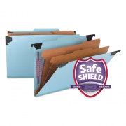 Smead FasTab Hanging Pressboard Classification Folders, 2 Dividers, Legal Size, Blue (65165)