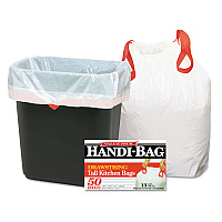 Handi-Bag Drawstring Kitchen Bags, 13 gal, 24" x 27.38", White, 50/Box (WBIHAB6DK50)