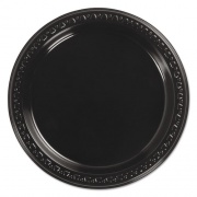 Chinet Heavyweight Plastic Plates, 7" dia, Black, 125/Pack, 8 Packs/Carton (81407)