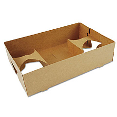 SCT 4-Corner Pop-Up Food And Drink Tray, 4-Cup, 10x6.5x2.5, Brown, 250/carton (SCH0120)