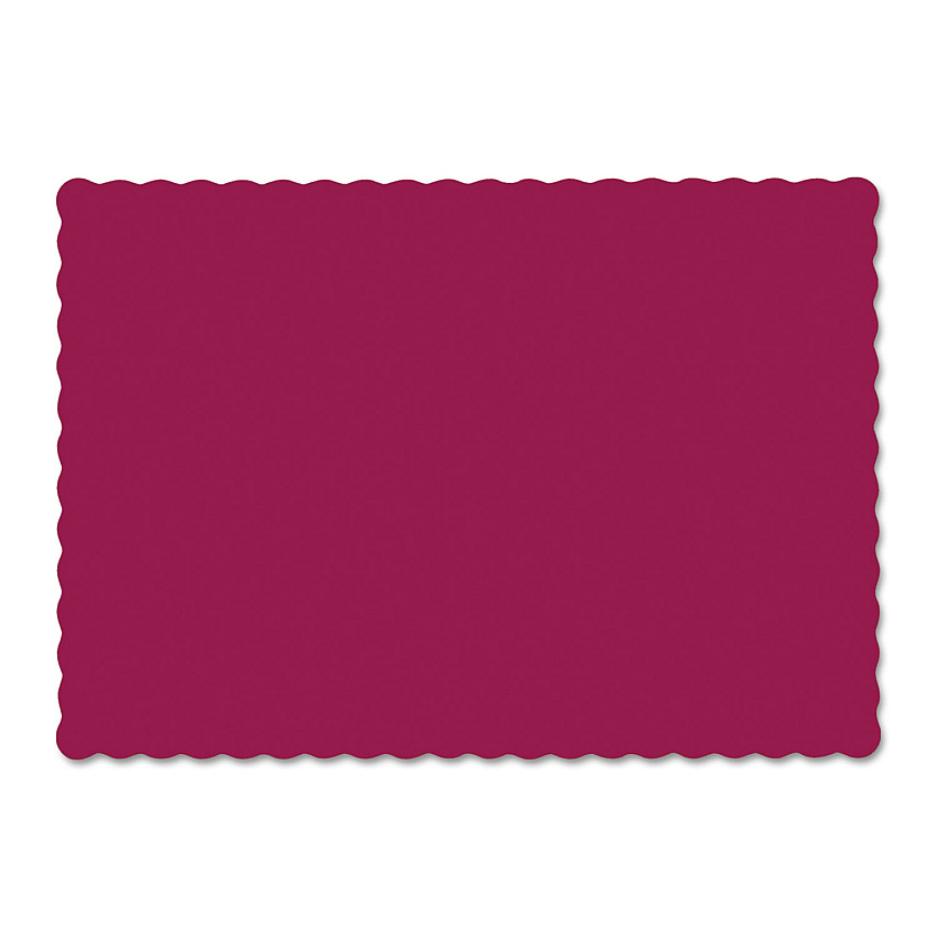 Hoffmaster Solid Color Scalloped Edge Placemats, 9.5 x 13.5, Burgundy, 1,000/Carton (HFM310524)