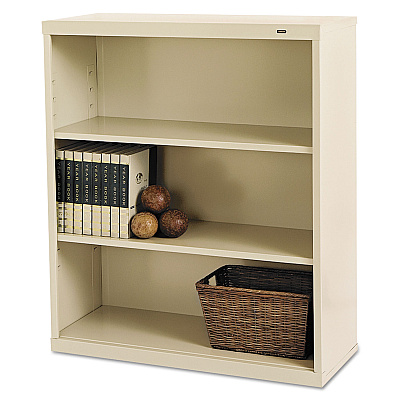 Tennsco Metal Bookcase, Three-Shelf, 34.5w x 13.5d x 40h, Putty (TNNB42PY)