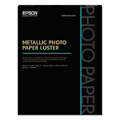 Epson Professional Media Metallic Luster Photo Paper, 10.5 mil, 8.5 x 11, White, 25/Pack (EPSS045596)