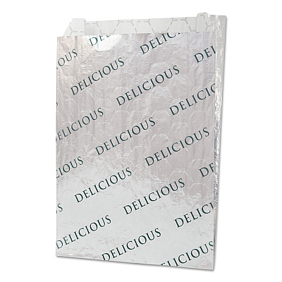 Bagcraft Foil/Paper/Honeycomb Insulated Bag, Delicious Labeling, 8" x 2" x 6", White, 1,000/Carton (BGC300519)