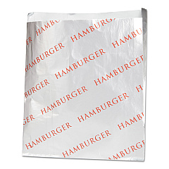 Bagcraft Foil Single-Serve Bags, Hamburger Labeling, 6" x 0.75" x 6.5", Silver/Red, 1,000/Carton (BGC300527)