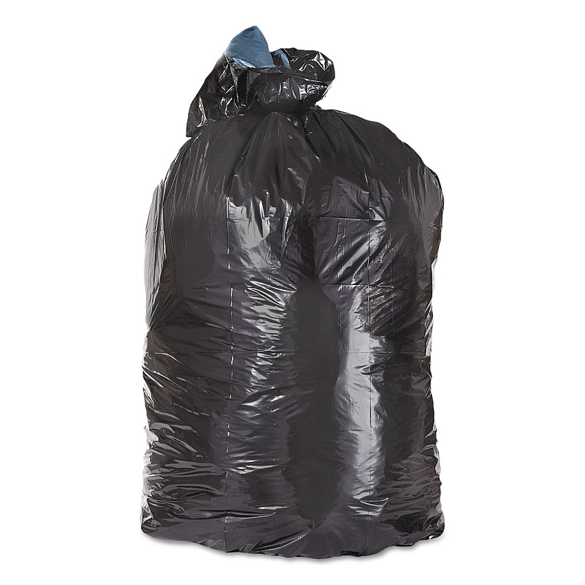 Trinity Plastics Low-Density Can Liners, 45 gal, 1.25 mil, 23" x 46", Black, Flat Pack, 100/Carton (TRNML4046H)