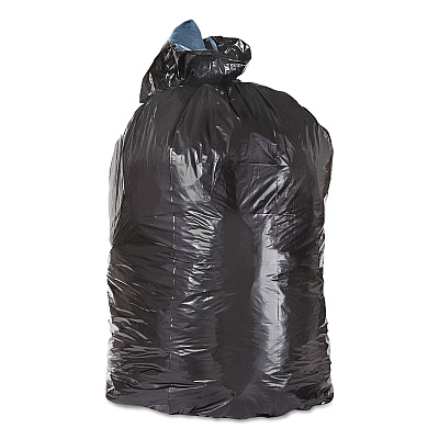 Trinity Plastics Low-Density Can Liners, 56 gal, 1.25 mil, 43" x 47", Black, Flat Pack, 100/Carton (TRNML4347H)
