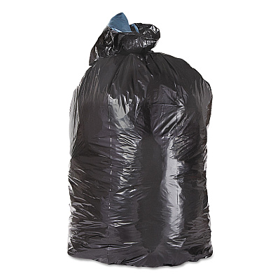 Trinity Plastics Low-Density Can Liners, 10 gal, 1 mil, 24" x 23", Black, Flat Pack, 500/Carton (TRNML2423)