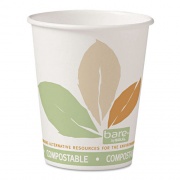 Dart Bare by Solo Eco-Forward PLA Paper Hot Cups, 10 oz, Leaf Design, White/Green/Orange, 50/Bag, 20 Bags/Carton (370PLAJ7234)