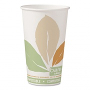 Solo Bare Eco-Forward PLA Paper Hot Cups, 16 oz, Leaf Design, White/Green/Orange, 1,000/Carton (316PLABB)