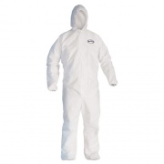 KleenGuard A30 Elastic Back and Cuff Hooded Coveralls, Large, White, 25/Carton (46113)