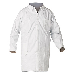 KleenGuard A40 Liquid and Particle Protection Lab Coats with Pocket, Large, White, 30/Carton (KCC44453)