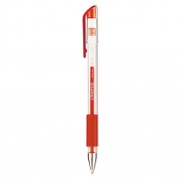 Universal Comfort Grip Gel Pen, Stick, Medium 0.7 mm, Red Ink, Clear Barrel, Dozen (39512)