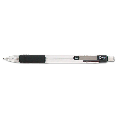 Zebra Z-Grip Mechanical Pencil, 0.7 mm, HB (#2), Black Lead, Clear/Black Barrel, 24/Pack (ZEB15241)