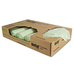 Heritage Biotuf Compostable Can Liners, 48 gal, 1 mil, 42" x 48", Green, 20 Bags/Roll, 5 Rolls/Carton (HERY8448YER01)