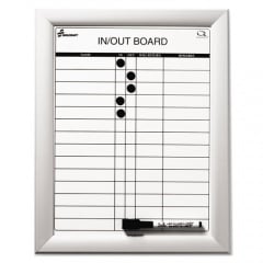AbilityOne 7520014845261 SKILCRAFT Quartet Magnetic In/Out Board, Up to 14 Employees, 11 x 14, White Surface, Anodized Aluminum Frame