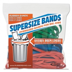 Alliance Rubber Rubber SuperSize Bands, 0.25" Wide, Assorted Lengths (12", 14" and 17"), 4,060 psi Max Elasticity, Assorted Colors, 24/Pack (08997)