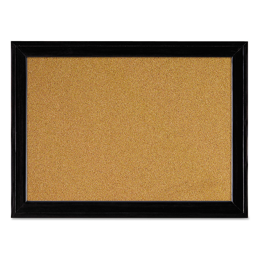 Quartet Cork Bulletin Board with Black Frame, 17 x 11, Tan Surface (QRT79279)