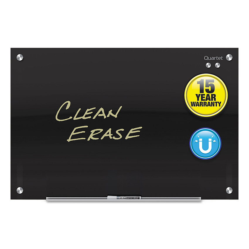 Quartet Infinity Glass Marker Board, 36 x 24, Black Surface (QRTG3624B)