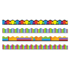 TREND Terrific Trimmers Variety Set Board Trim, Assorted Color Basics, 2.25" x 39", Assorted Colors, 48/Set (TEPT92908)