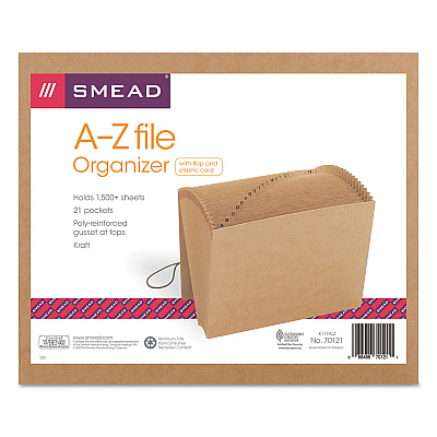 Smead Indexed Expanding Kraft Files, 21 Sections, Elastic Cord Closure, 1/21-Cut Tabs, Letter Size, Kraft (SMD70121)