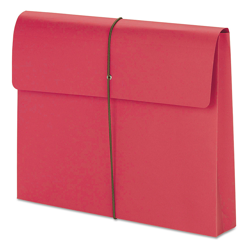 Smead Expanding Wallet with Elastic Cord, 2" Expansion, 1 Section, Elastic Cord Closure, Letter Size, Red, 10/Box (SMD77205)