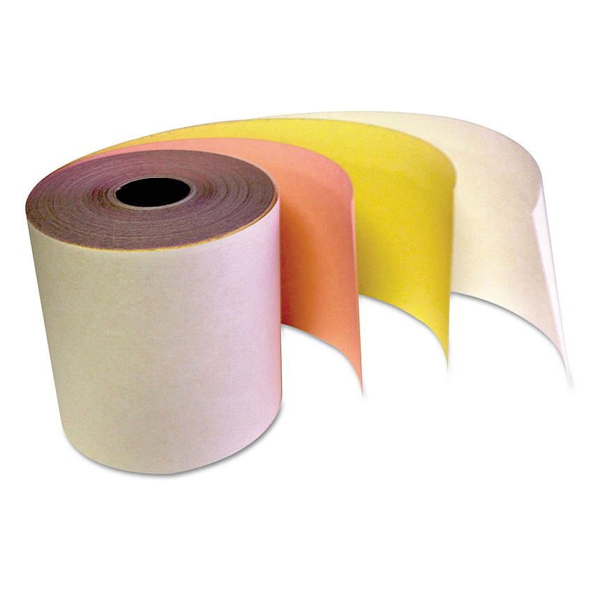 IMPRESO Carbonless Receipt Rolls, 3" x 67 ft, White/Canary/Pink, 5/Pack (TST341510PK)