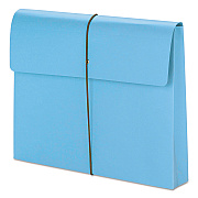 Smead Expanding Wallet with Elastic Cord, 2" Expansion, 1 Section, Elastic Cord Closure, Letter Size, Blue, 10/Box (SMD77203)
