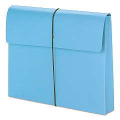 Smead Expanding Wallet with Elastic Cord, 2" Expansion, 1 Section, Elastic Cord Closure, Letter Size, Blue, 10/Box (SMD77203)