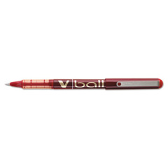 Pilot VBall Liquid Ink Roller Ball Pen, Stick, Fine 0.7 mm, Red Ink, Red Barrel, Dozen (35114)