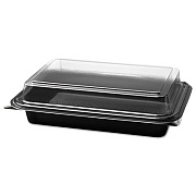 Dart Carryout Hinged Plastic Deli Boxes, 6.2 X 8.7 X 2.2, Black/clear, 200/carton (SCC844012PM94)