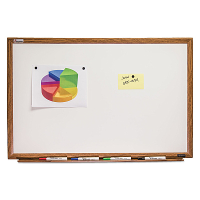 AbilityOne 7110013347082, SKILCRAFT Magnetic Porcelain Dry Erase Board, 72 x 48, White Surface, Light Brown Oak Frame