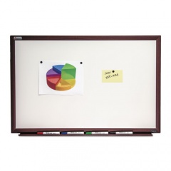 AbilityOne 7110016305169 SKILCRAFT Quartet Magnetic Porcelain Dry Erase Board, 36 x 24, White Surface, Brown Mahogony Frame