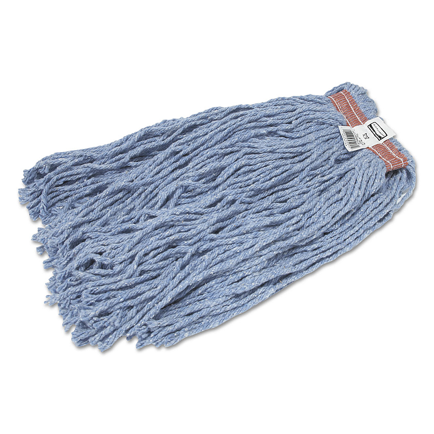Rubbermaid Commercial Cut-End Blend Mop Head, Cotton/Synthetic, Blue, 20 oz, 1" Headband, 12/Carton (RCPF51712BLU)