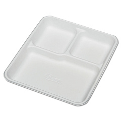 AbilityOne 7350009269233, SKILCRAFT Rectangular Compartment Plates, 10 x 8, White, 500/Box