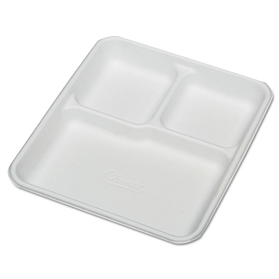 AbilityOne 7350009269233, SKILCRAFT Rectangular Compartment Plates, 10 x 8, White, 500/Box