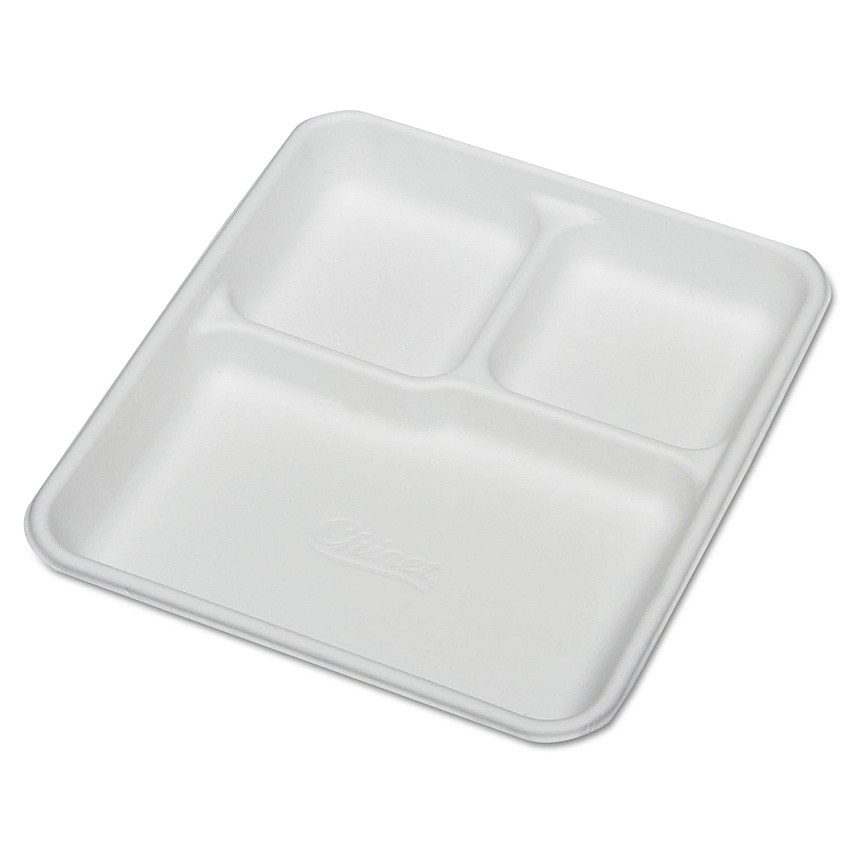 AbilityOne 7350009269233, SKILCRAFT Rectangular Compartment Plates, 10 x 8, White, 500/Box