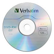 Verbatim DVD-RW Rewritable Disc, 4.7 GB, 4x, Spindle, Silver, 30/Pack (VER95179)