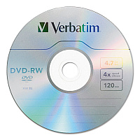 Verbatim DVD-RW Rewritable Disc, 4.7 GB, 4x, Spindle, Silver, 30/Pack (VER95179)