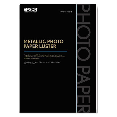 Epson Professional Media Metallic Luster Photo Paper, 5.5 mil, 13 x 19, White, 25/Pack (EPSS045597)