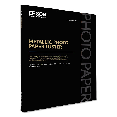 Epson Professional Media Metallic Luster Photo Paper, 5.5 mil, 17 x 22, White, 25/Pack (S045598)
