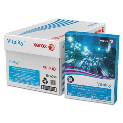 Xerox Vitality 30% Recycled Multipurpose Paper, 92 Bright, 20 lb Bond Weight, 8.5 x 11, White, 500/Ream (3R06296)