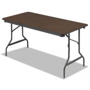 Iceberg OfficeWorks Classic Wood-Laminate Folding Table, Curved Legs, Rectangular, 60w x 30d x 29h, Walnut (55314)