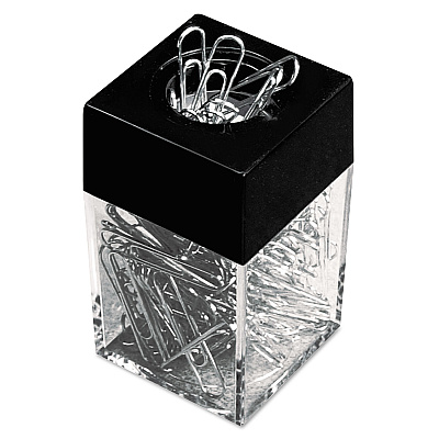 Universal Paper Clips with (1) Magnetic-Top Desktop Dispenser, #1, Smooth, Silver, 100 Clips/Pack, 12 Packs/Box (UNV72211)