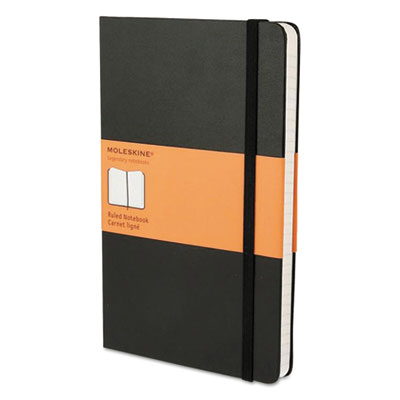 Moleskine Hard Cover Notebook, 1 Subject, Narrow Rule, Black Cover, 8.25 x 5, 192 Sheets (MBL14)