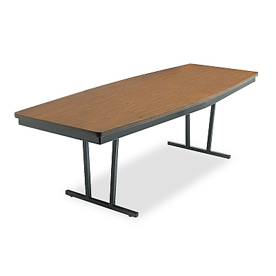 Barricks Economy Conference Folding Table, Boat, 96w x 36d x 30h, Walnut/Black (BRKECT368WA)