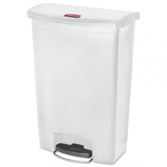 Rubbermaid Commercial Streamline Resin Step-On Container, Front Step Style, 24 gal, Polyethylene, White (1883561)