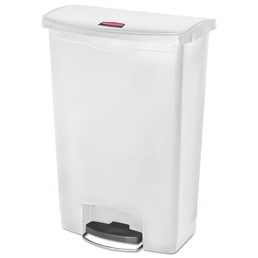 Rubbermaid Commercial Slim Jim Streamline Resin Step-On Container, Front Step Style, 24 gal, Polyethylene, White (RCP1883561)