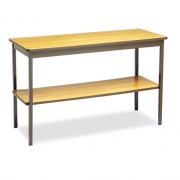 Barricks Utility Table with Bottom Shelf, Rectangular, 48w x 18d x 30h, Oak/Brown (UTS1848LQ)