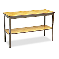 Barricks Utility Table with Bottom Shelf, Rectangular, 48w x 18d x 30h, Oak/Brown (BRKUTS1848LQ)